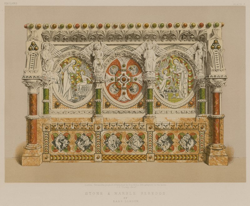 Earp, London kőből és márványból készült ereklyetartó (chromolitho) alkotó: English School