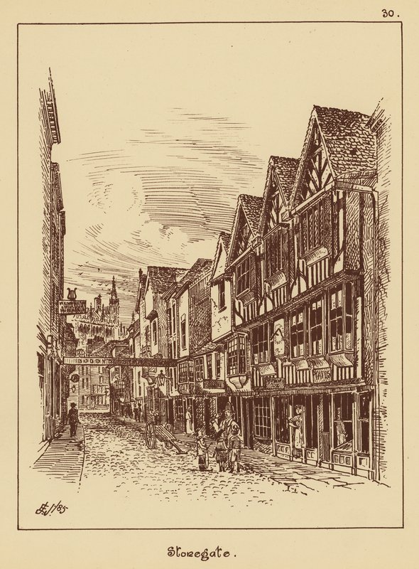 Stonegate, Félfás házak (litográfia) alkotó: English School