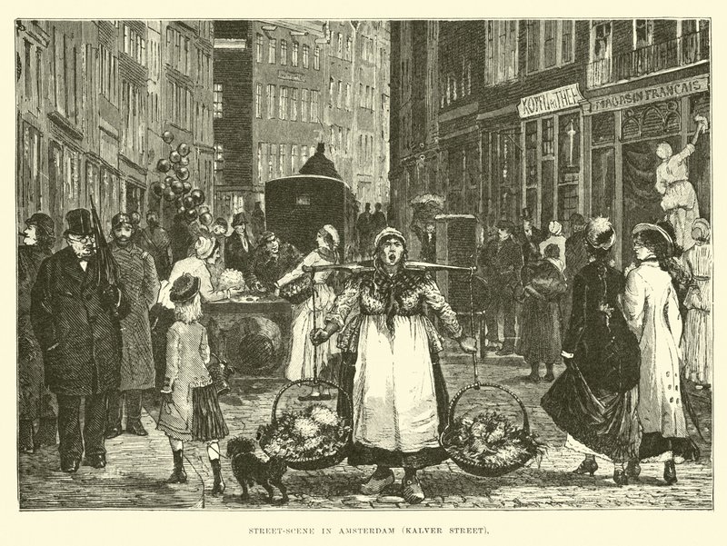 Utcai jelenet Amszterdamban, a Kalver Street alkotó: English School
