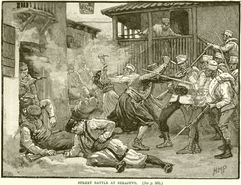 Utcai csata Szarajevóban alkotó: English School