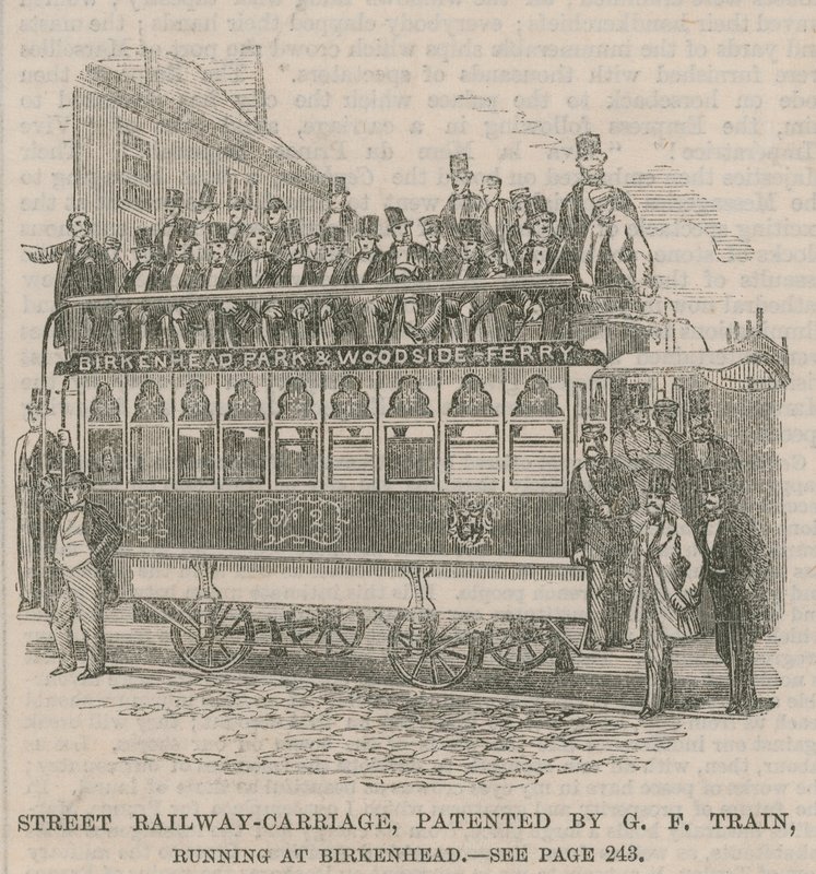 Birkenheadben közlekedő utcai vasúti kocsi, a G F Train szabadalma alkotó: English School