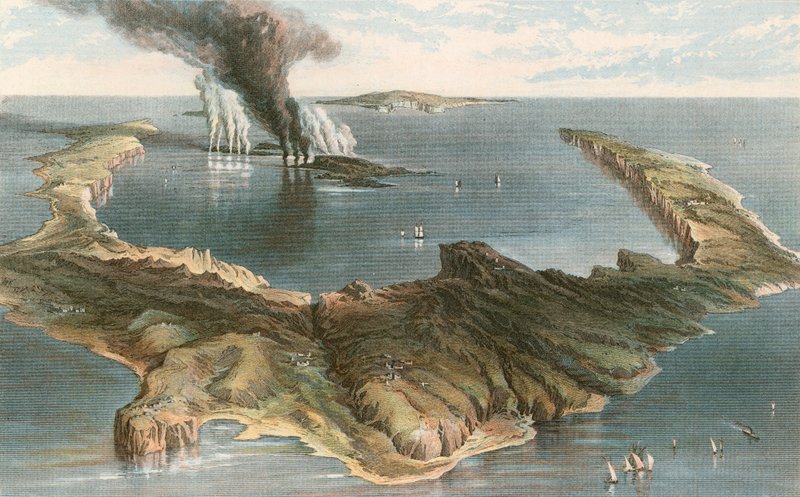 Tenger alatti vulkán - Szantorini szigete, az 1866-os kitörés idején alkotó: English School