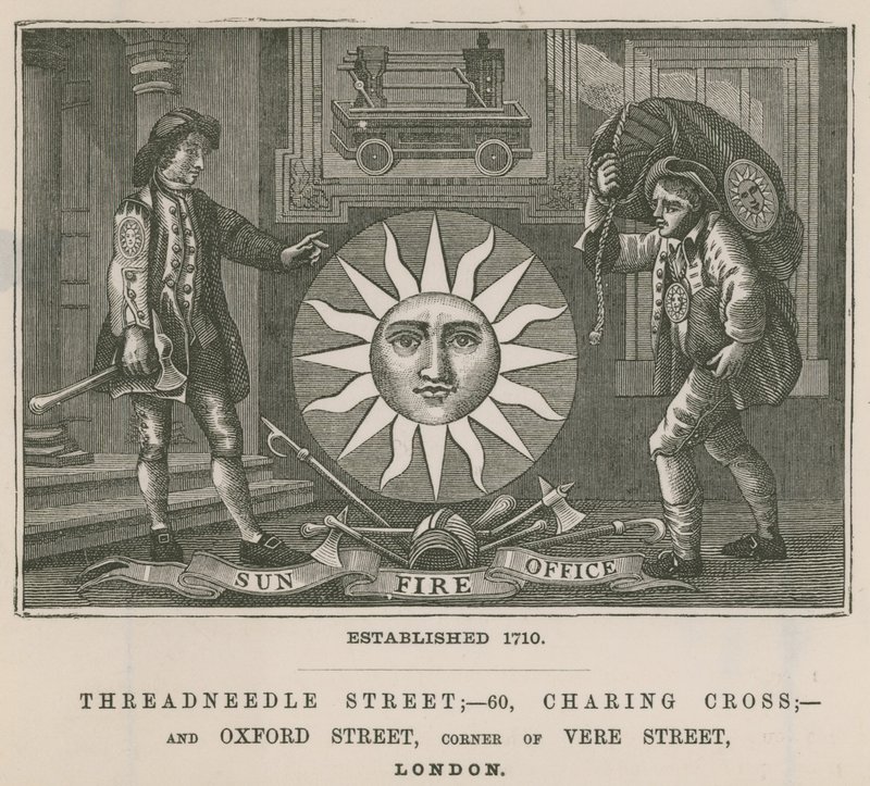 Sun Fire Office, Threadneedle Street, 60 Charing Cross és Oxford Street, London alkotó: English School