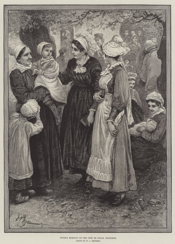 Vasárnap reggel a Cote de Grace-en, Honfleur (metszet) alkotó: English School