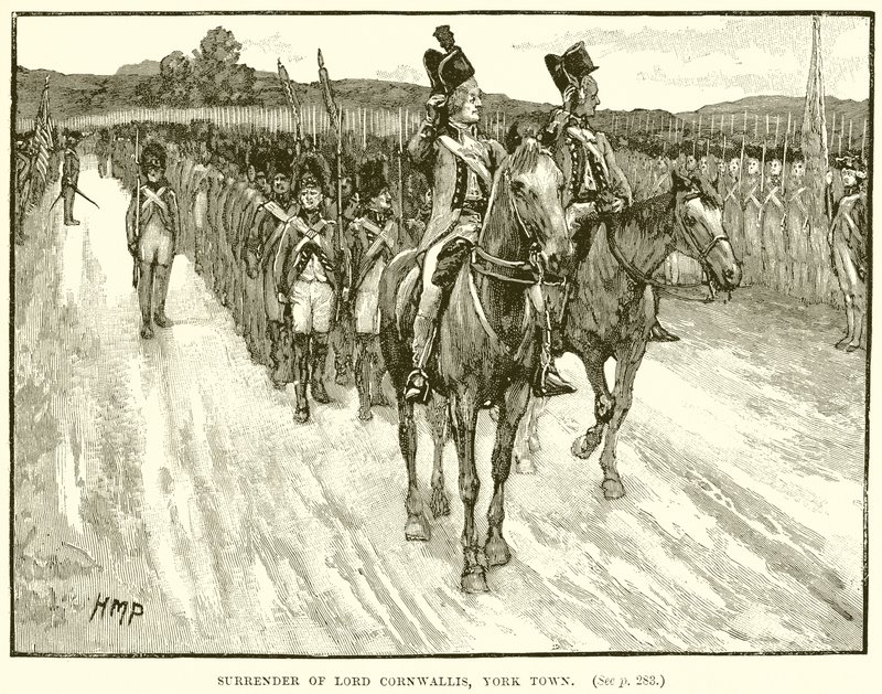 Lord Cornwallis megadása, Yorktown alkotó: English School