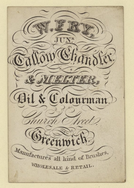 Tallow Chandler and Melter, W Fry, kereskedelmi kártya alkotó: English School