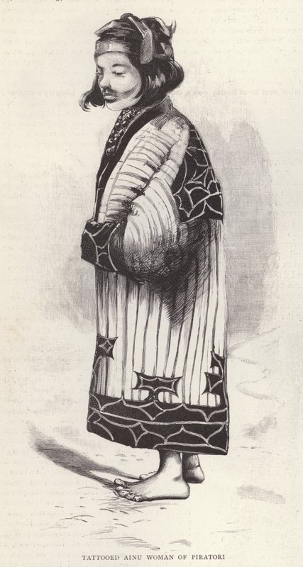 Tetovált ainu nő, Piratori, Japán (litho) alkotó: English School