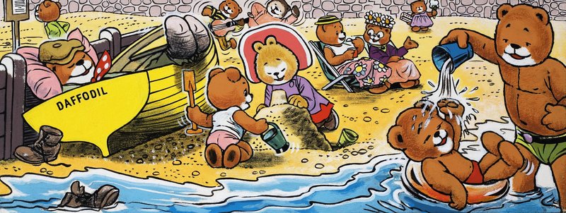 Teddy mackók a tengerparton alkotó: English School