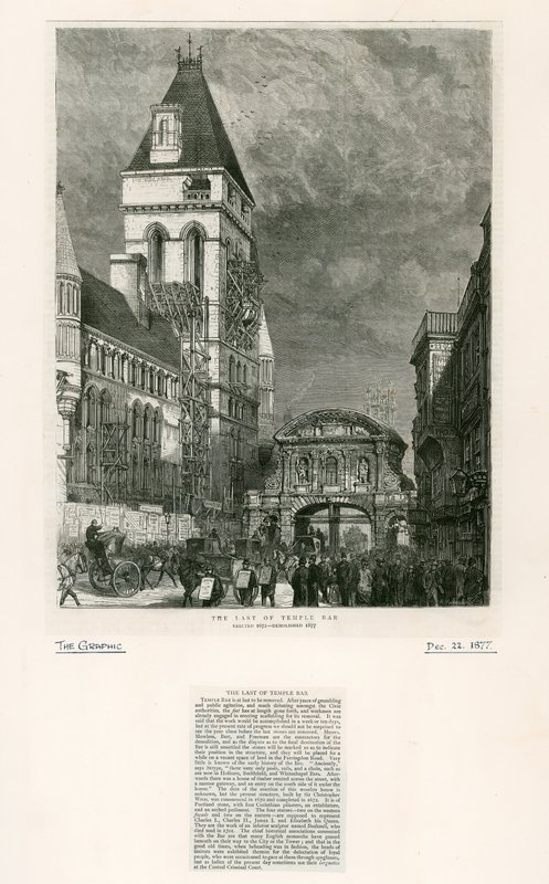 Temple Bar, London. Lebontás, 1877 alkotó: English School