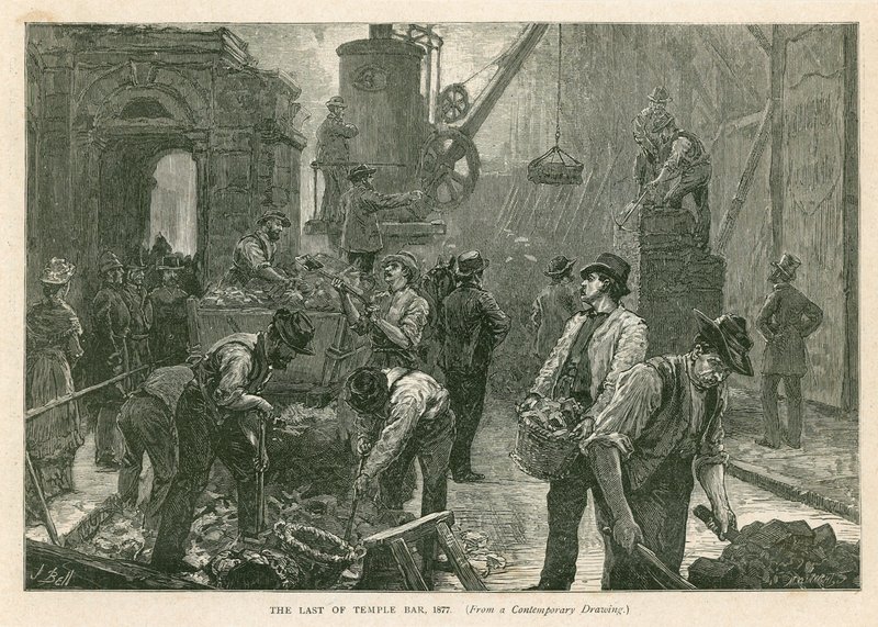 Temple Bar, London, Demolition, 1877 alkotó: English School