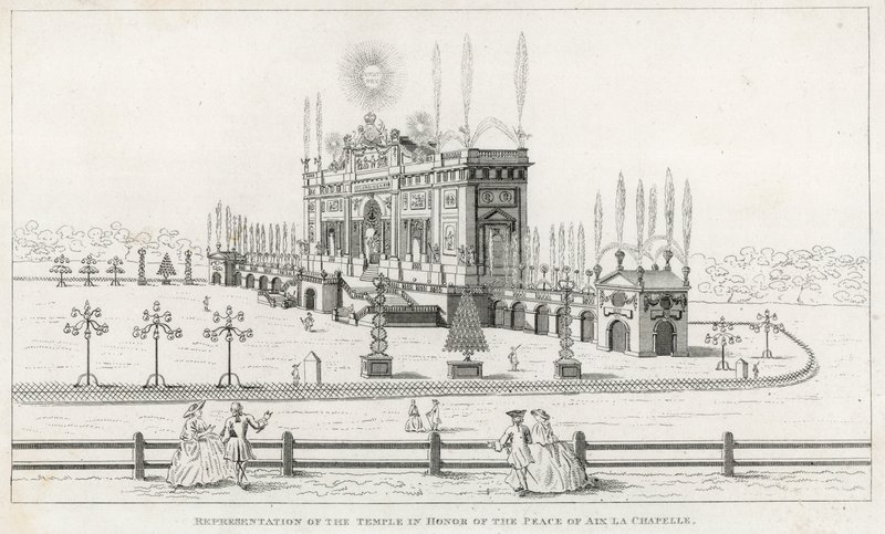 Templom az Aix la Chapelle-i béke tiszteletére 1749 alkotó: English School