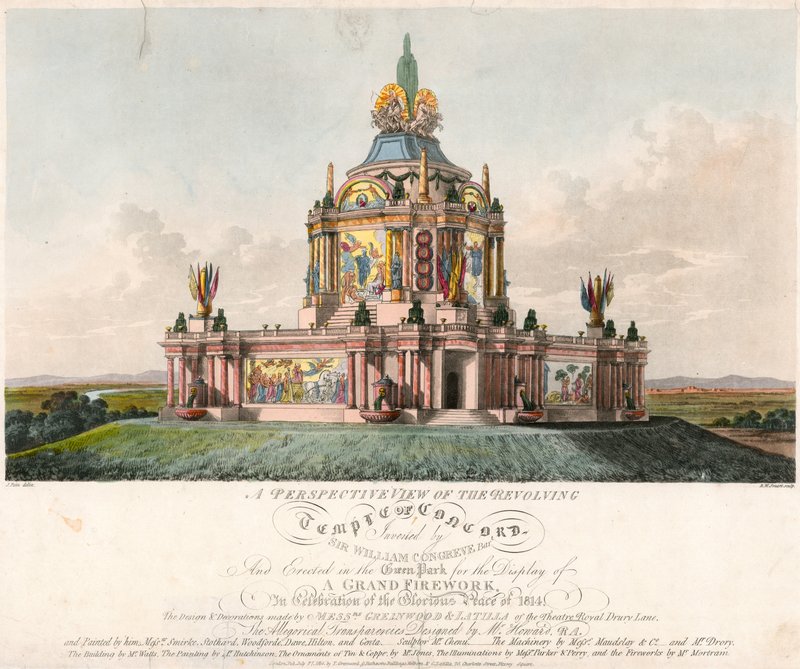 A Concord temploma, amelyet az 1814-es békére emeltek alkotó: English School