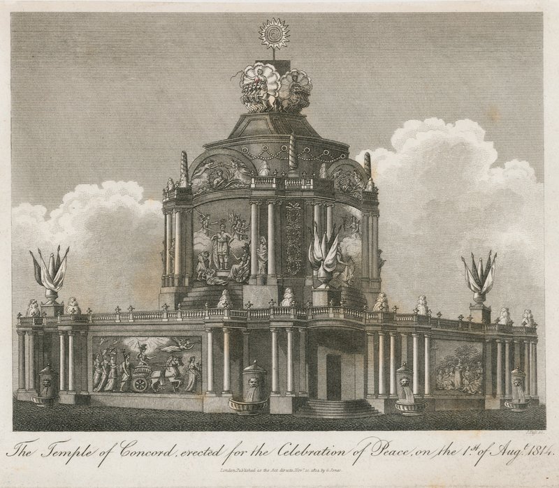 A Concord temploma, amelyet az 1814-es békére emeltek alkotó: English School