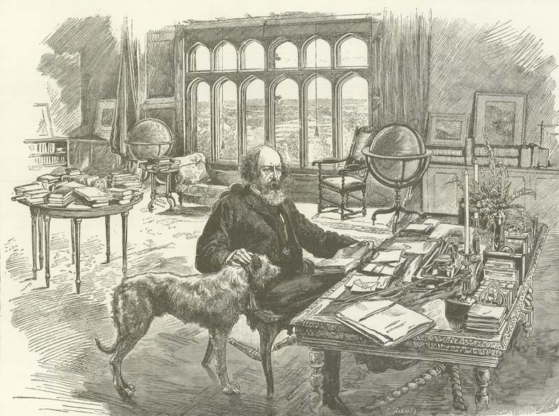 Tennyson a könyvtárában alkotó: English School