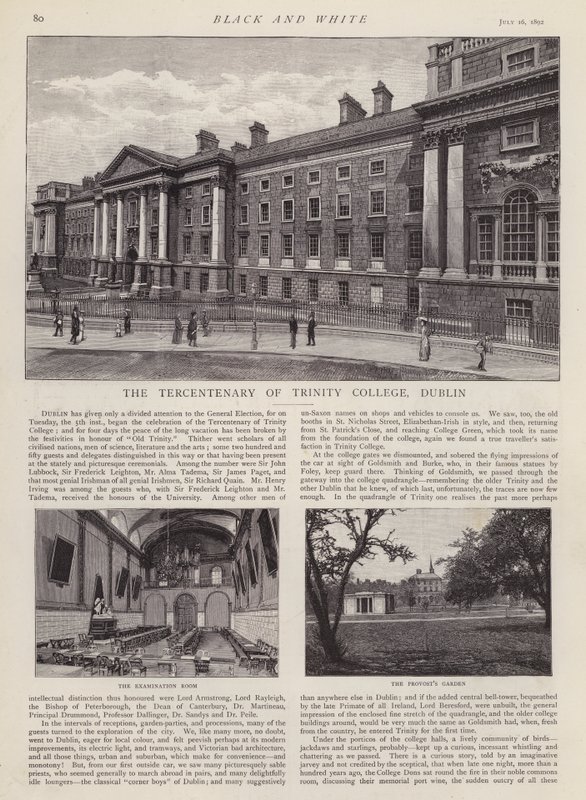 A Trinity College harmadéves évfordulója, Dublin, Írország (litho) alkotó: English School