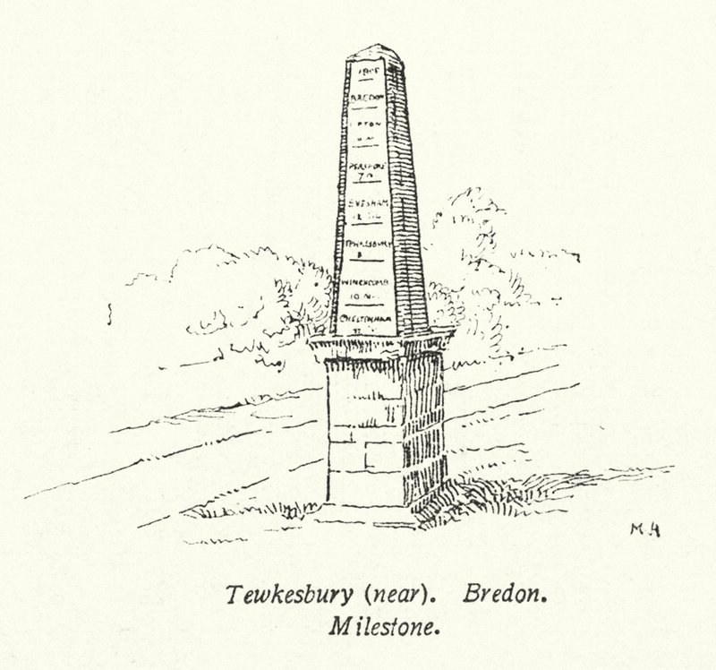 Tewkesbury, közel, Bredon, Milestone (litográfia) alkotó: English School