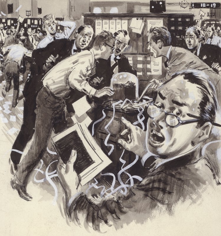 Az 1929-es tőzsdekrach (gouache papíron) alkotó: English School