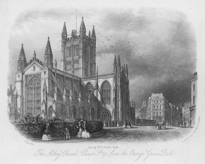 Az Abbey Church, a Cheap Street stb., az Orange Grove-ból, Bath-ból alkotó: English School