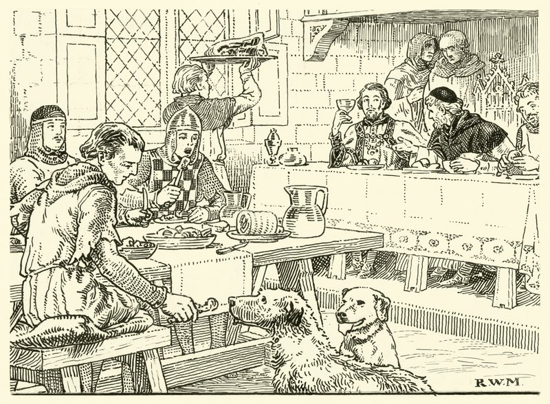 Az apát megvendégelte őket a saját házában (tintával papíron) alkotó: English School
