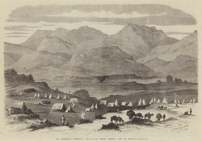 Az abesszin expedíció, Sir Robert Napier tábornok Adigerati tábora (metszet) alkotó: English School