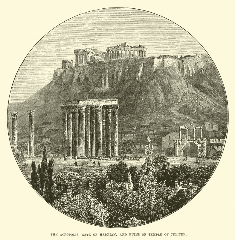 Az Akropolisz, Hadrianus kapuja és Jupiter templomának romjai alkotó: English School