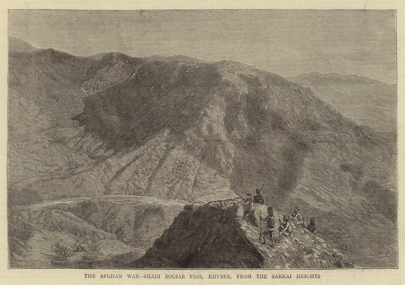 Az afgán háború, Shadi Bogiar-hágó, Khyber, a Sarkai-fennsíkról (metszet) alkotó: English School