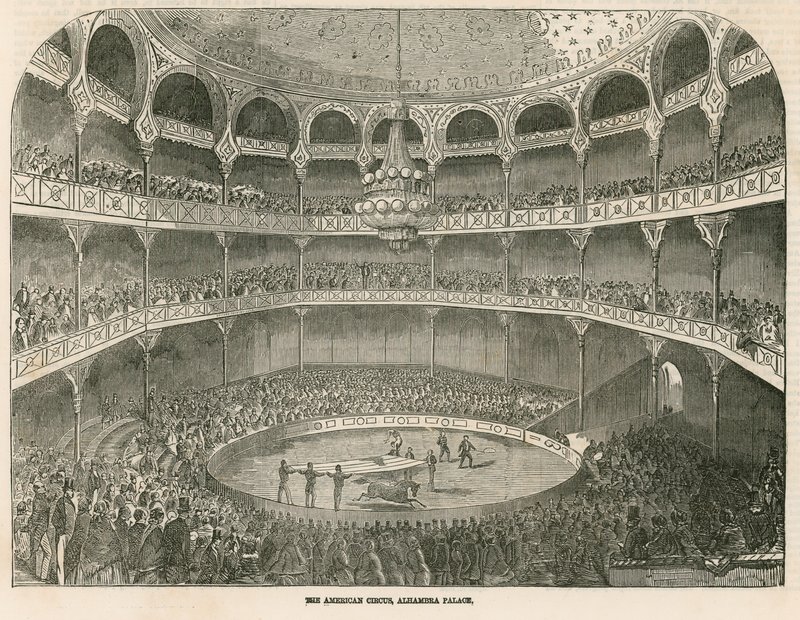 Az Amerikai Cirkusz az Alhambra Palotában (Alhambra Színház), Leicester Square, London alkotó: English School
