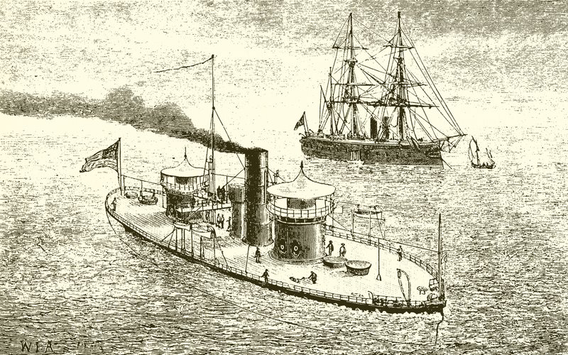Az amerikai ikertornyú hadihajó, a Miantonoma and Ironclad alkotó: English School