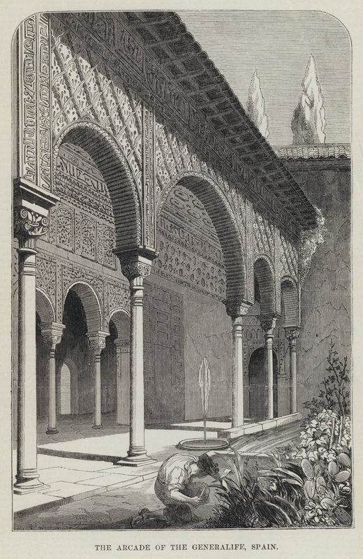 A Generalife árkádja, Spanyolország (metszet) alkotó: English School