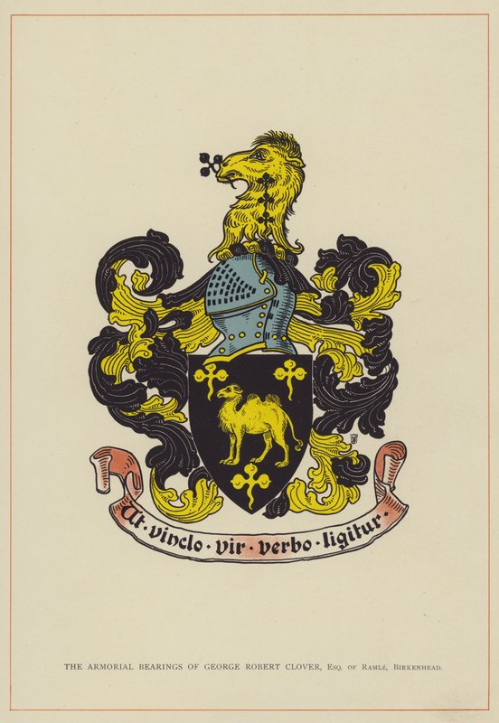 George Robert Clover, Esquire of Ramle, Birkenhead címeres címere (színes litográfia) alkotó: English School