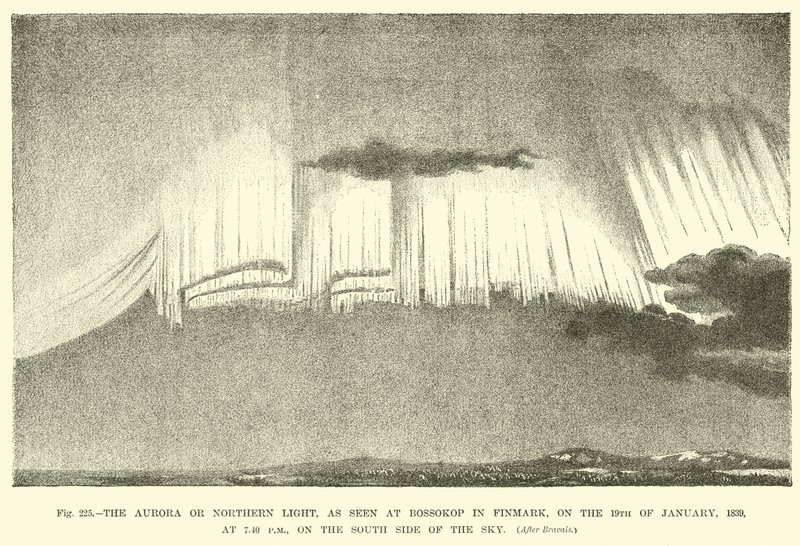 Az Aurora vagy az északi fény, ahogy a finmarki Bossokopnál látható, 1839. január 19-én, 19 óra 40 perckor, az égbolt déli oldalán alkotó: English School