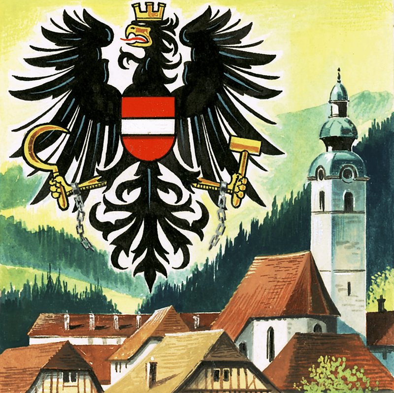Az osztrák sas, Ausztria jelképe alkotó: English School