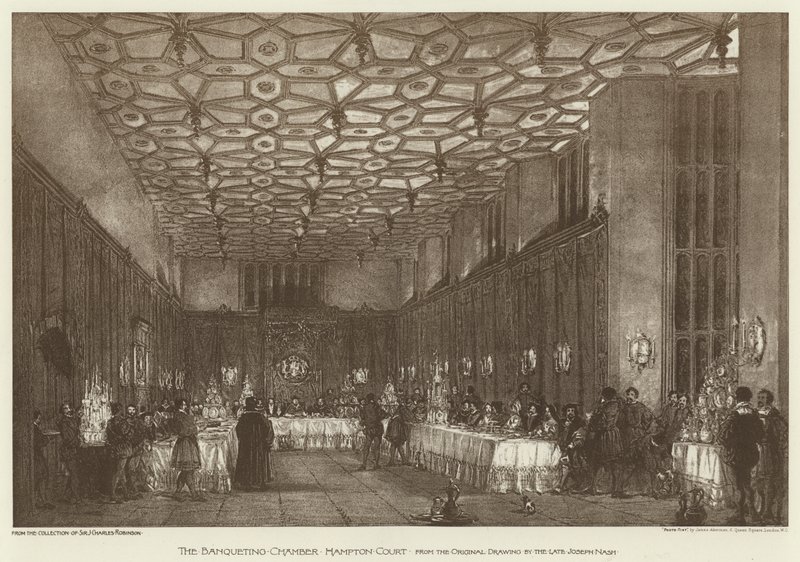 A bankettterem, Hampton Court (litho) alkotó: English School