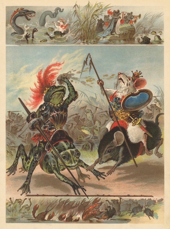 A békák és egerek csatája (chromolitho) alkotó: English School