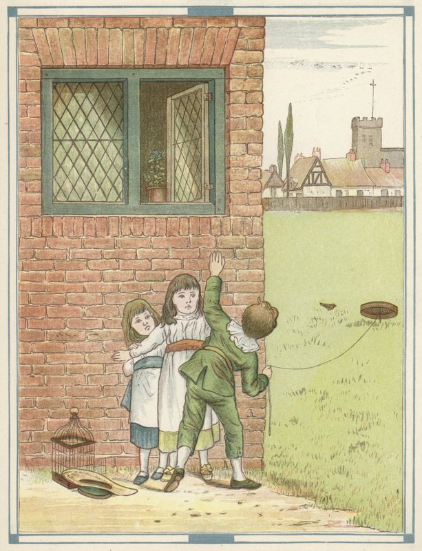 A madárfogó (színes litográfia) alkotó: English School