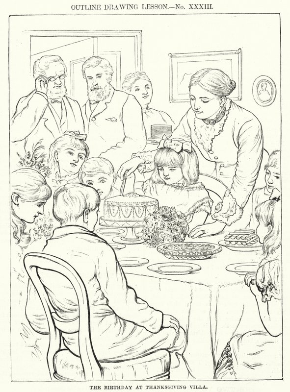 Születésnap a Thanksgiving Villában (metszet) alkotó: English School