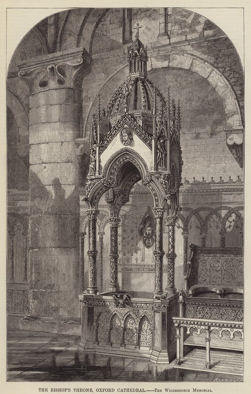 A püspöki trón, oxfordi katedrális, Wilberforce emlékmű (metszet) alkotó: English School