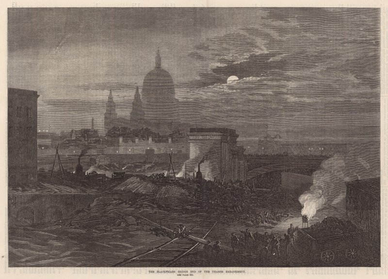 A Blackfriars híd vége a Temze rakparton alkotó: English School