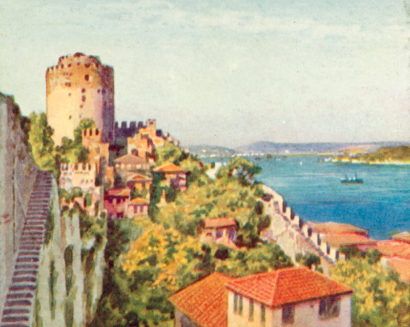 A Boszporusz egy török erődből (színes litográfia) alkotó: English School