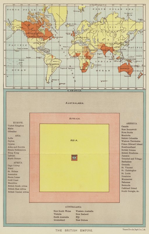 A Brit Birodalom (színes litográfia) alkotó: English School