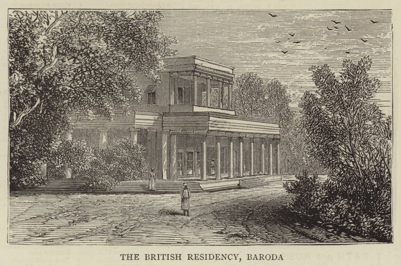 A brit rezidencia, Baroda (metszet) alkotó: English School