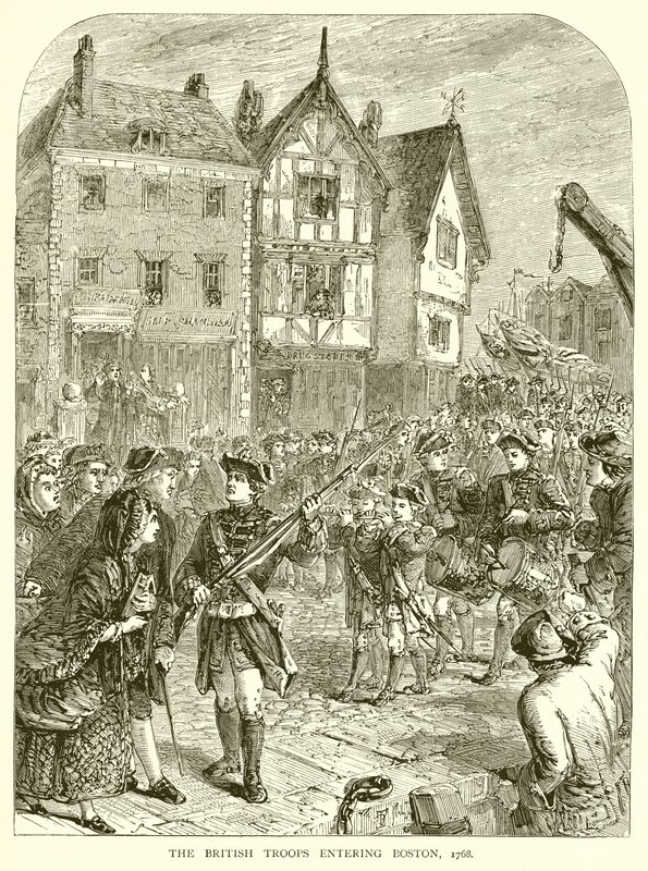 A brit csapatok bevonulása Bostonba, 1768 alkotó: English School