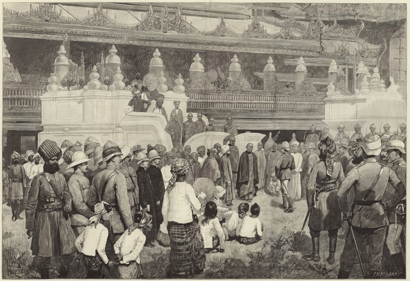 Burmah buddhista érseke fogadta Sir Frederick Robertst a mandalay-i kolostorban alkotó: English School