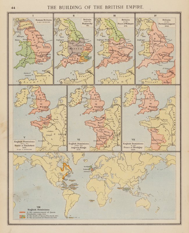 A Brit Birodalom építése (színes litográfia) alkotó: English School