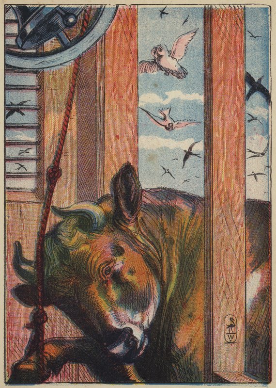 A harangozó bika (színes litó) alkotó: English School