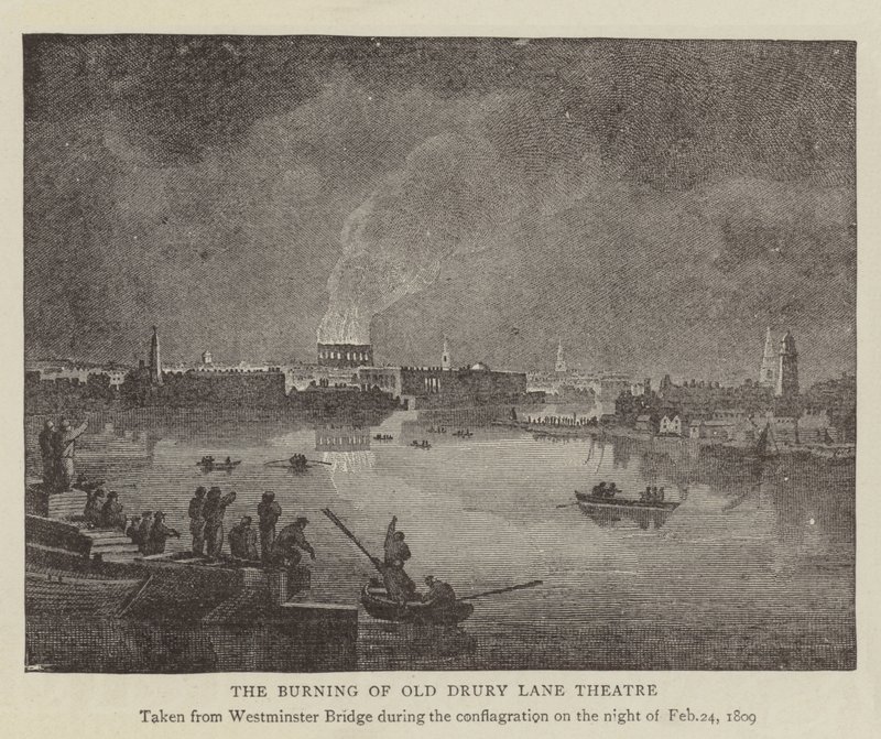 The Burning of Old Drury Lane Színház (metszet) alkotó: English School