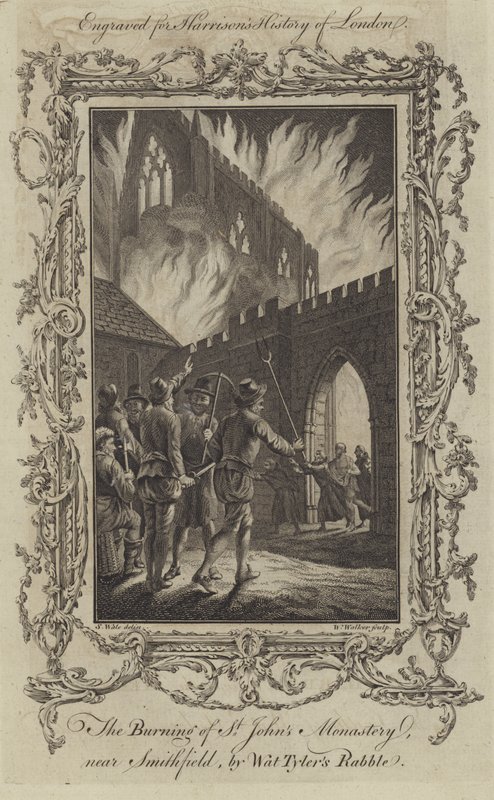 A Szent János-kolostor égése, Smithfield közelében, Wat Tyler Rabble mellett alkotó: English School