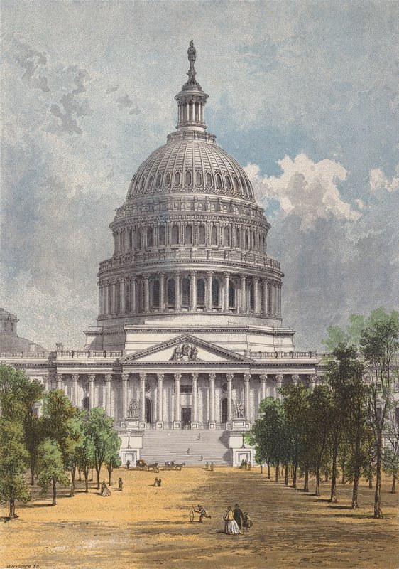 A Capitolium, Washington DC (színes litográfia) alkotó: English School
