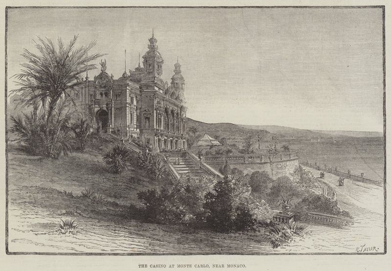 Kaszinó Monte Carlóban, Monaco közelében (metszet) alkotó: English School