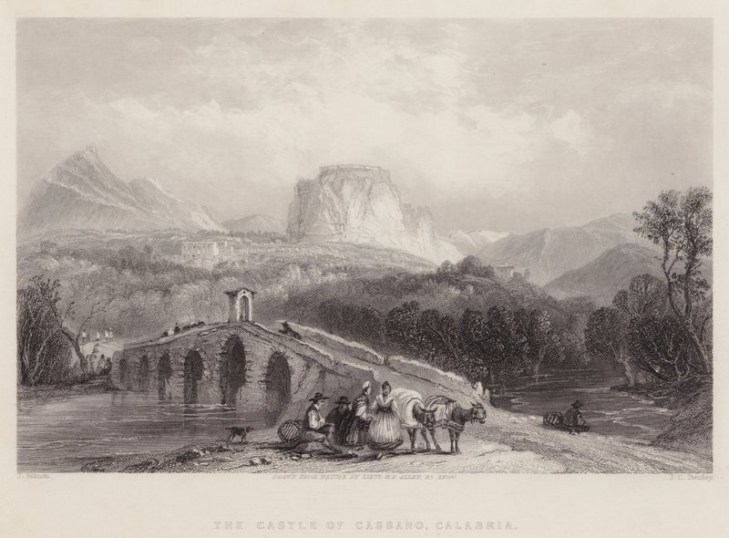 Cassano kastélya, Calabria (metszet) alkotó: English School